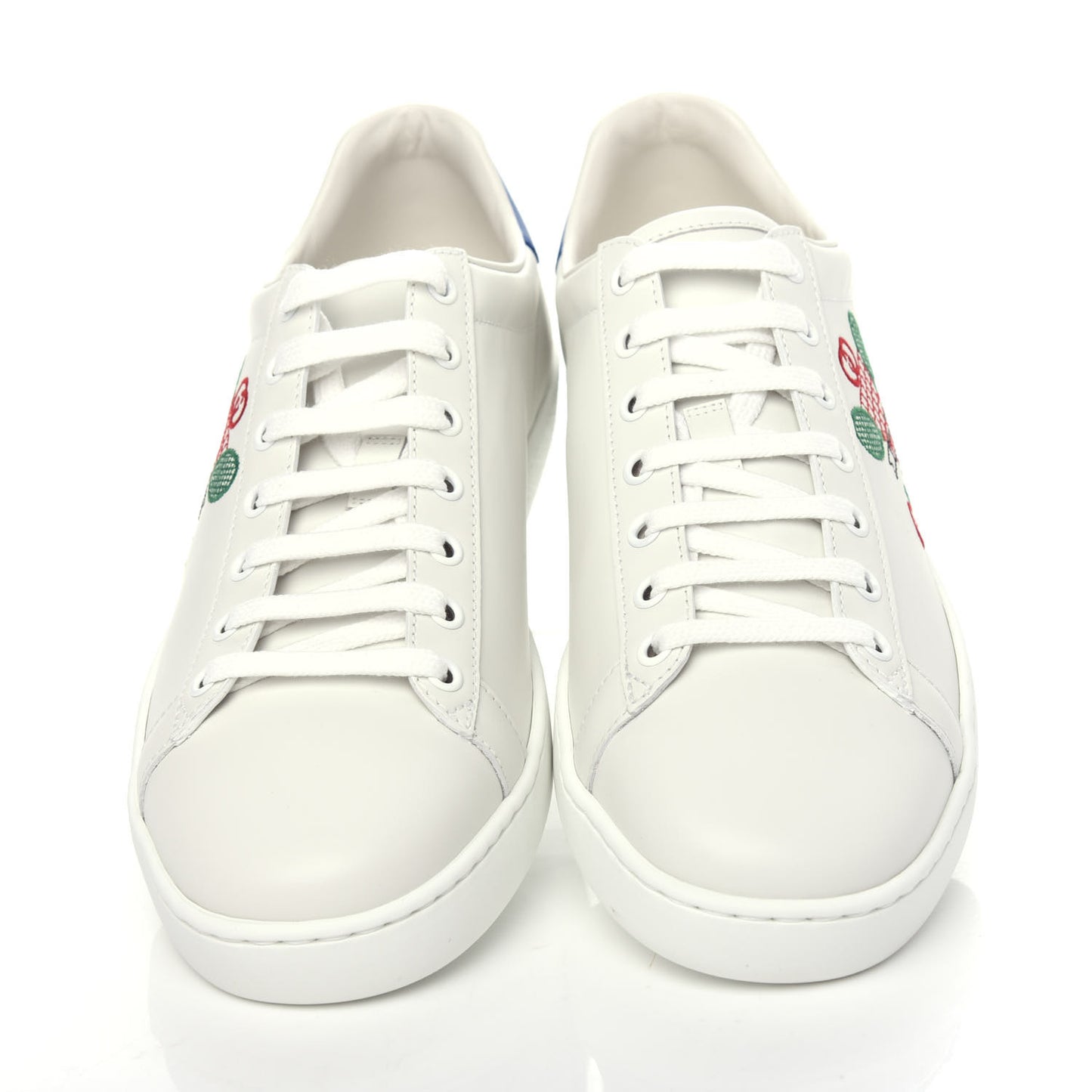Calfskin Miro Soft Tennis Embroidered Womens Ace Sneakers 41 White Rio Blue