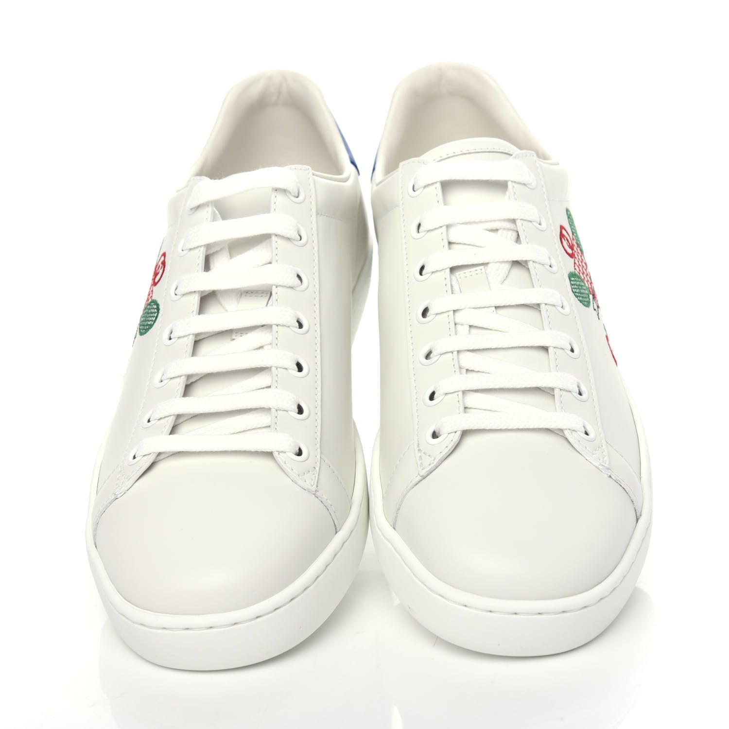 Gucci Calfskin Miro Soft Tennis Embroidered Womens Ace Sneakers 41 White Rio Blue 5 of 11