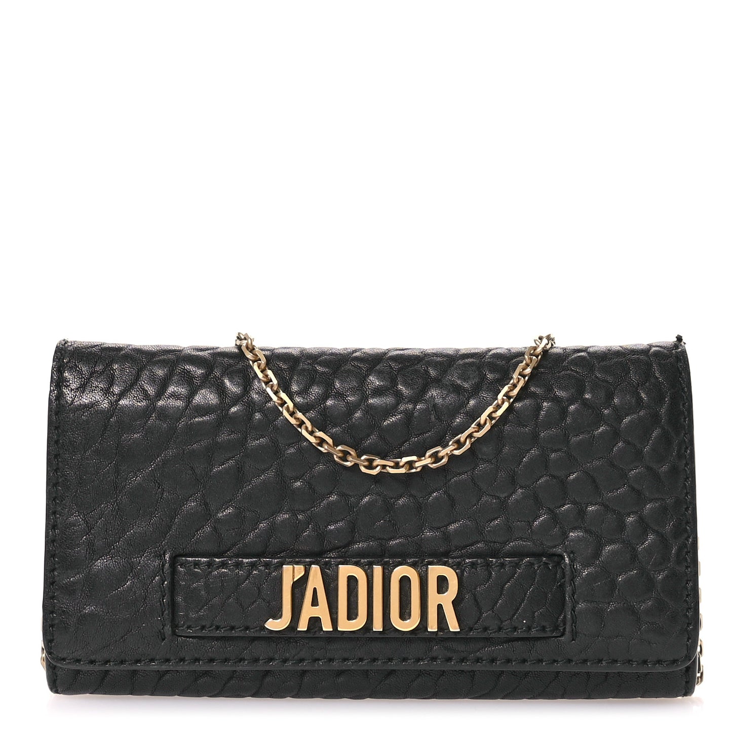 Canyon Grained Lambskin J'Adior Wallet On Chain Pouch Black
