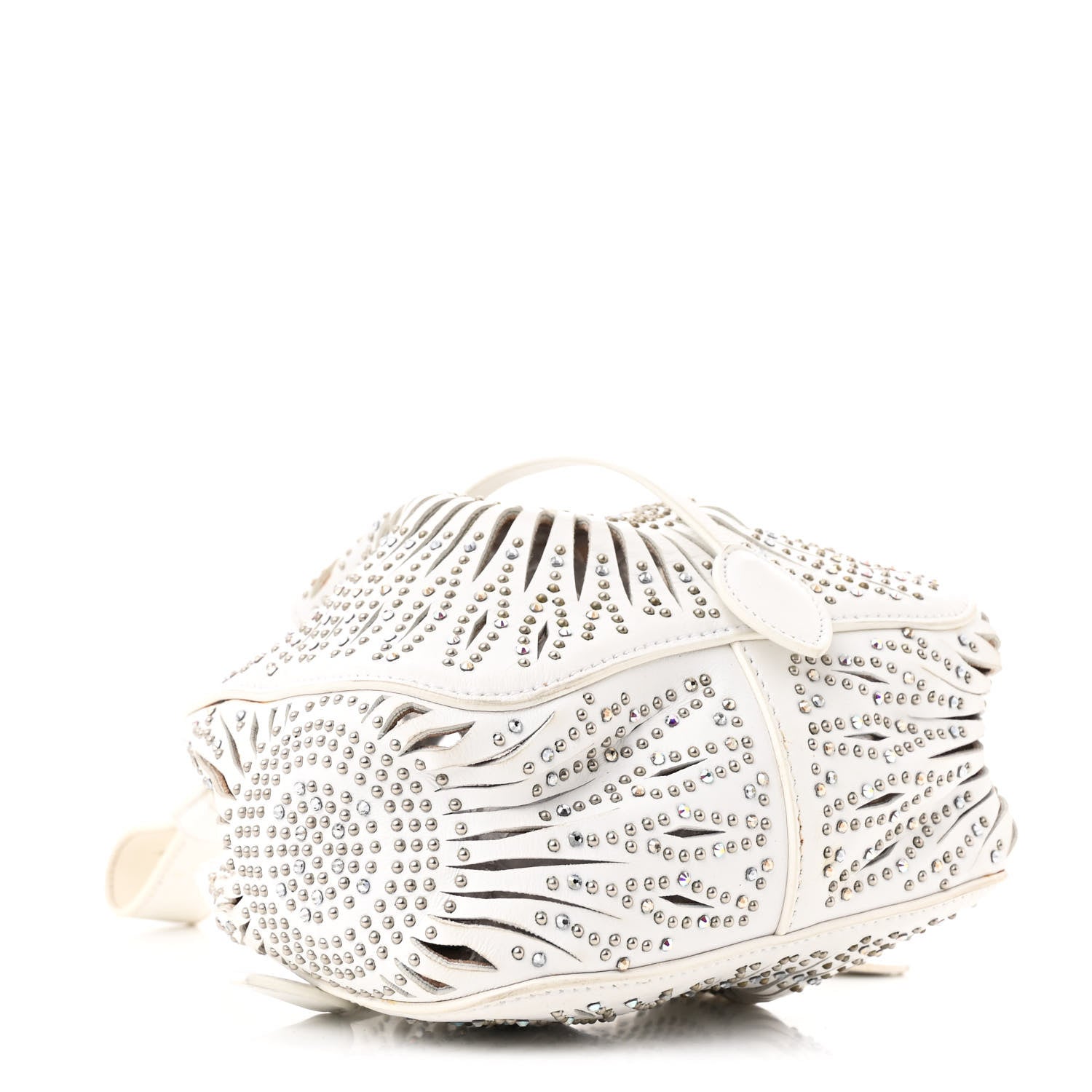 Alaia Calfskin Lux Laser Cut Studded Rose-Marie 19 Bag White 4 of 10