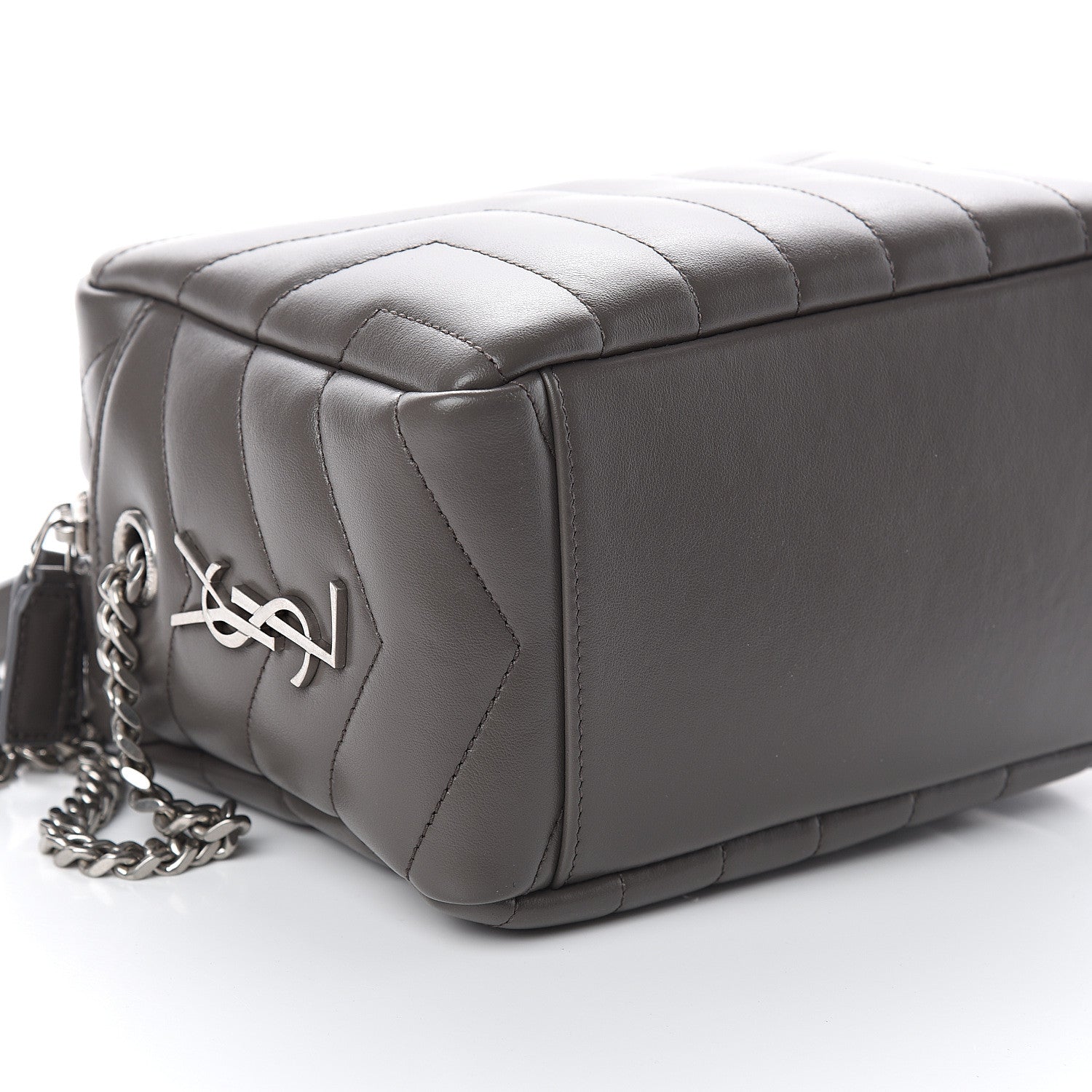 Saint Laurent Calfskin Y Quilted Monogram Small Loulou Bowling Bag Earth 7 of 8