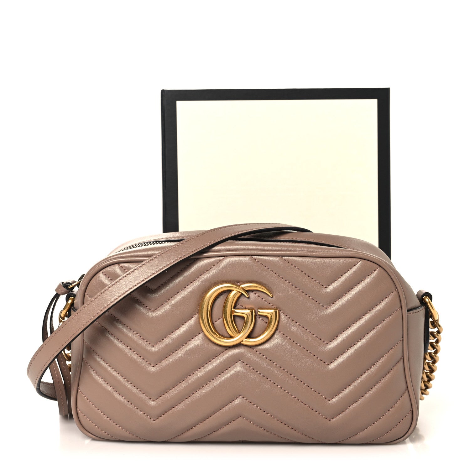 Gucci Calfskin Matelasse Small GG Marmont Chain Shoulder Bag Porcelain Rose 13 of 13