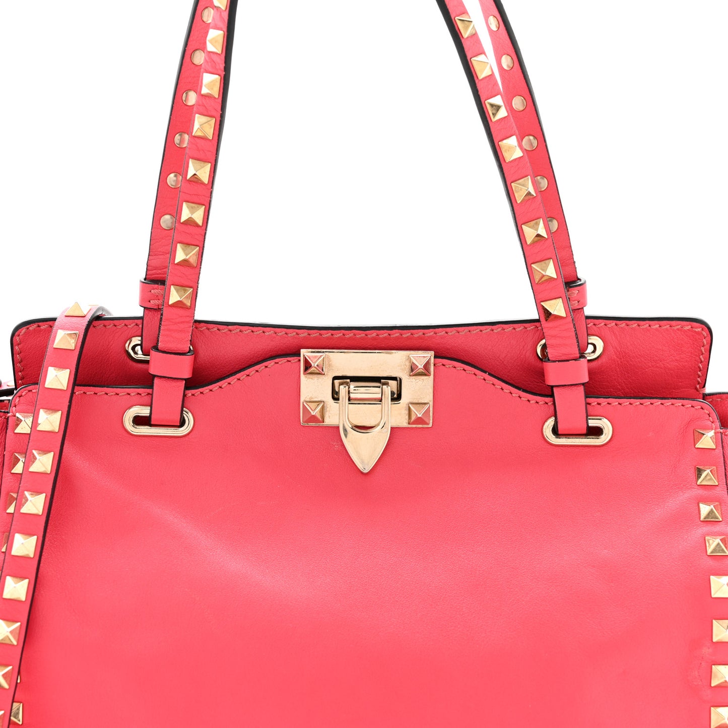 Vitello Small Rockstud Tote Deep Rose