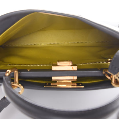 Fendi Vitello Morgan Shiny Nappa Medium Peekaboo Iconic Satchel Piombo Lime 6 of 8