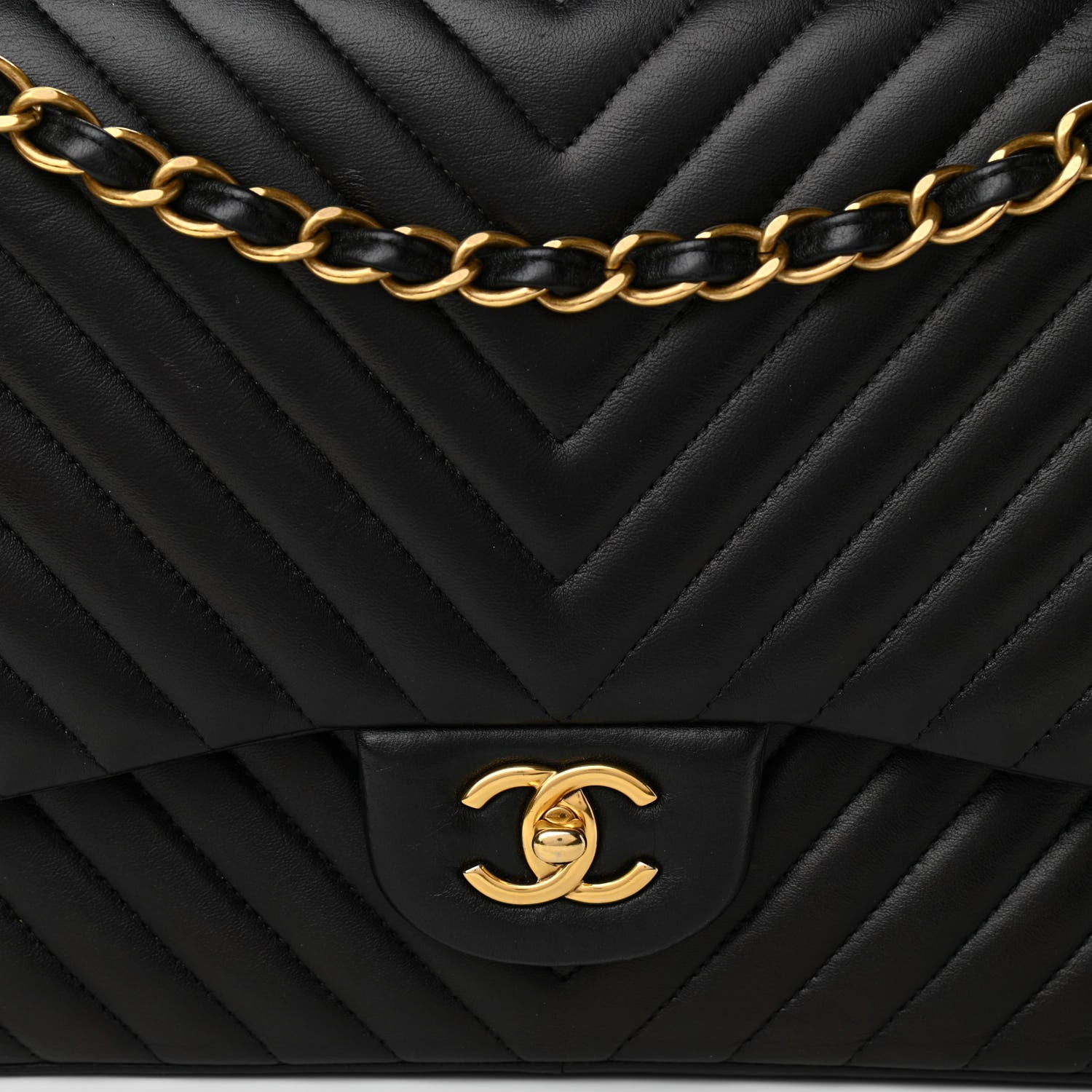 Chanel Lambskin Chevron Quilted Jumbo Double Flap Black 12 of 12