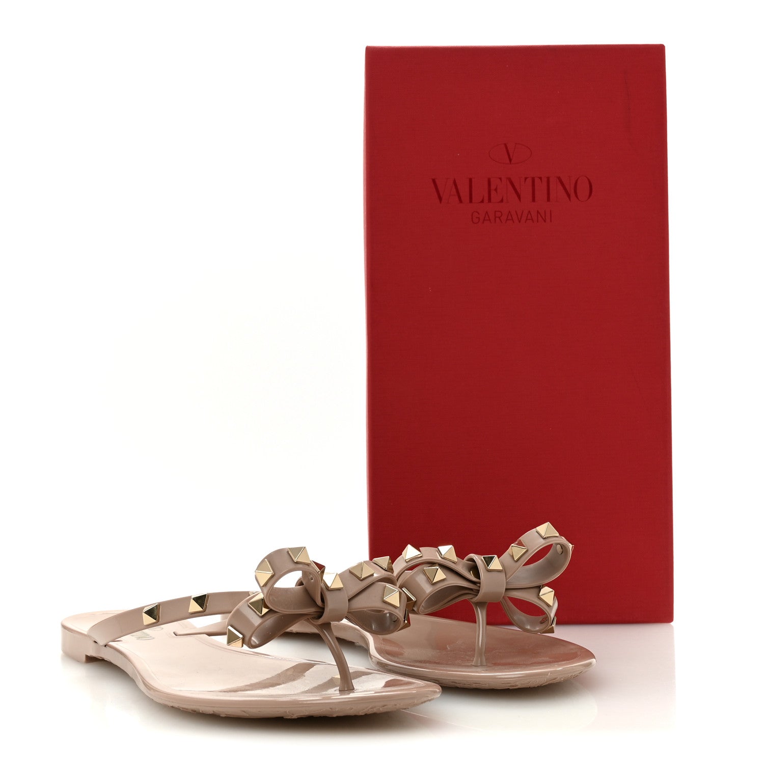 Valentino Garavani PVC Jelly Rockstud Bow Thong Sandals 40 Poudre 10 of 10