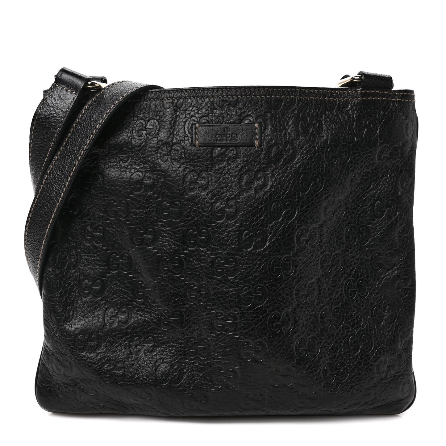 Guccissima Small Flat Messenger Bag Black
