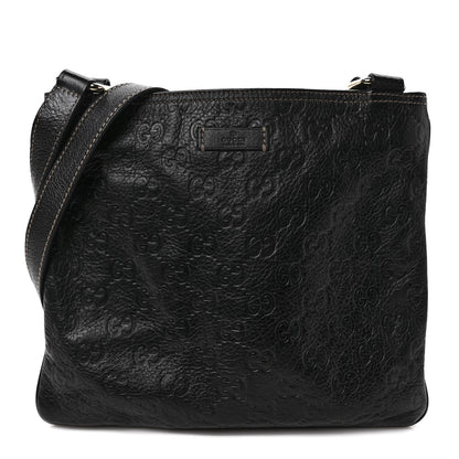 Gucci Guccissima Small Flat Messenger Bag Black 1 of 9