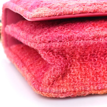 Chanel Wool Tweed Lambskin Quilted Chanel 19 Wallet On Chain WOC Coral Pink 8 of 9
