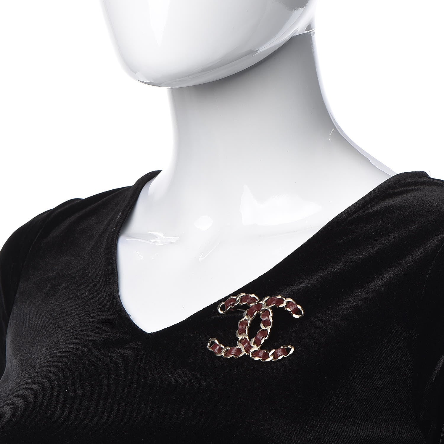 Chanel Lambskin Chain CC Brooch Burgundy 2 of 5