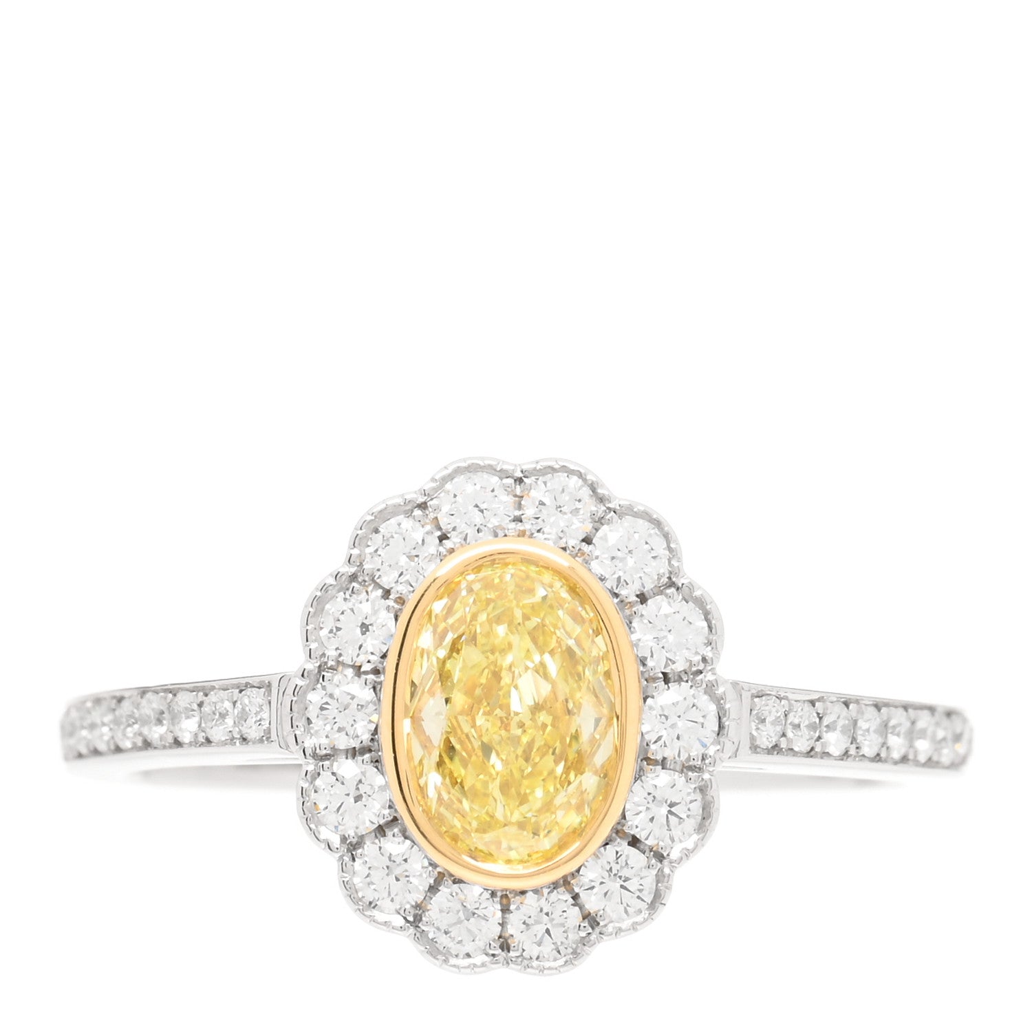 Tiffany Platinum 18K Yellow Gold Yellow Diamond .59ct Enchant Oval Engagement Ring 51 5.75 1 of 4