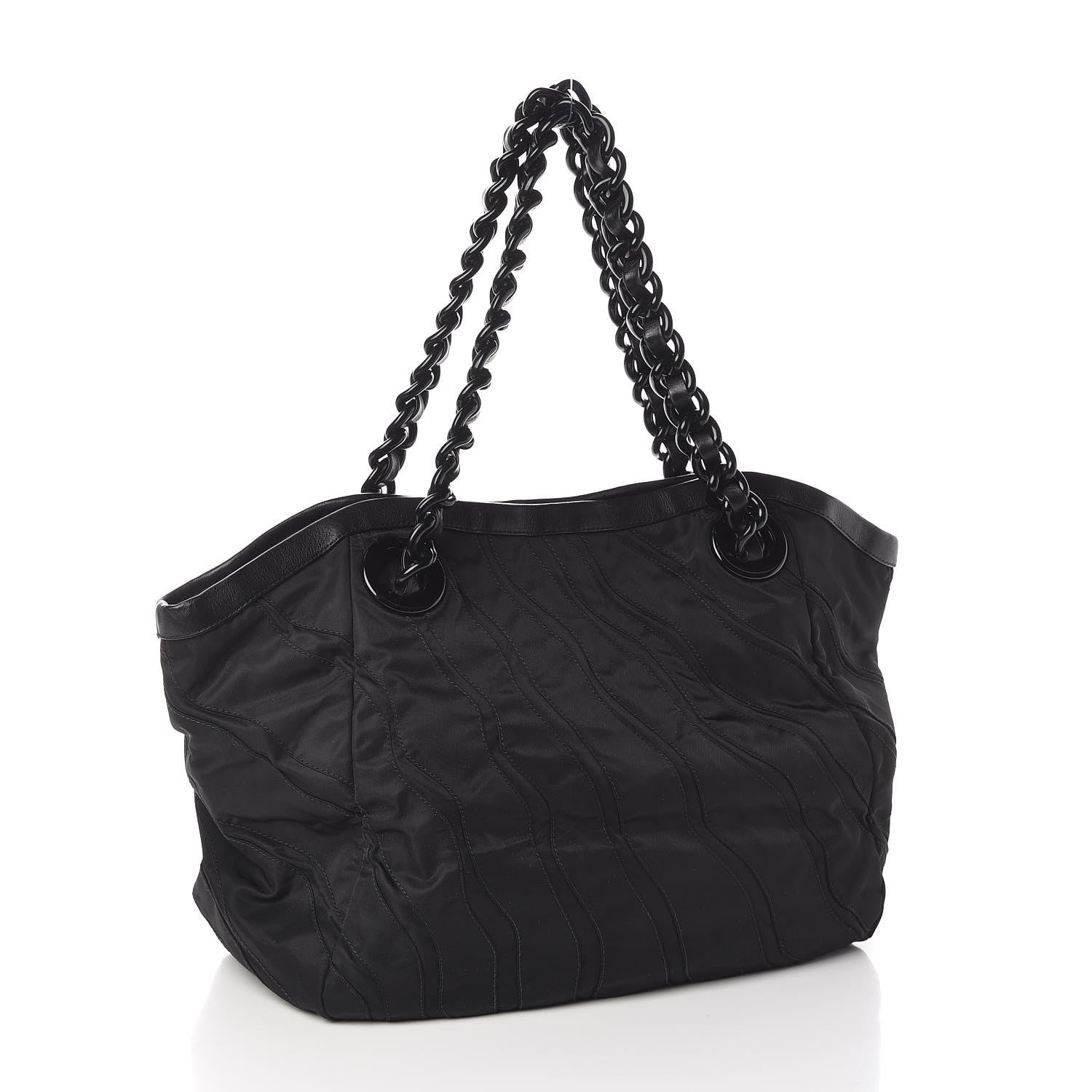 Prada Tessuto Nylon Stripes Tote Black 3 of 9