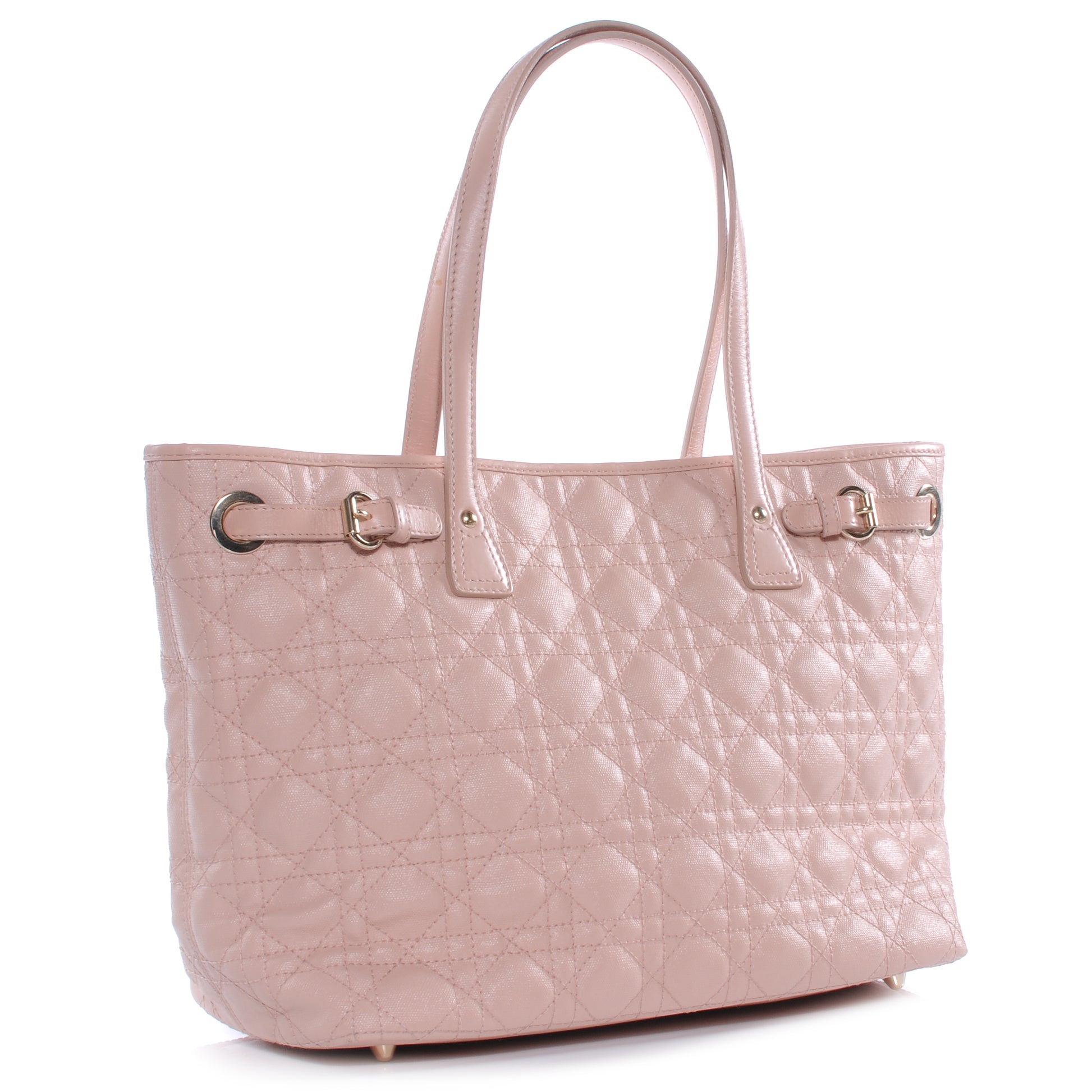 Christian Dior Coated Canvas Cannage Small Panarea Tote Light Pink 3 of 8
