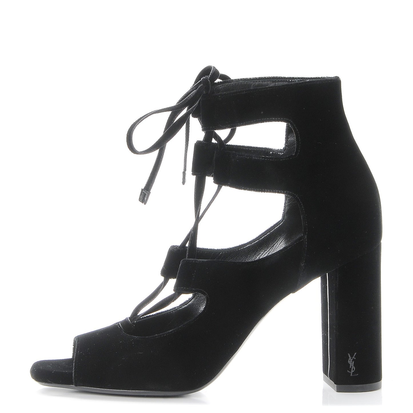 Veluto Master Loulou 95 Lace Up Sandals 40 Black Lucido