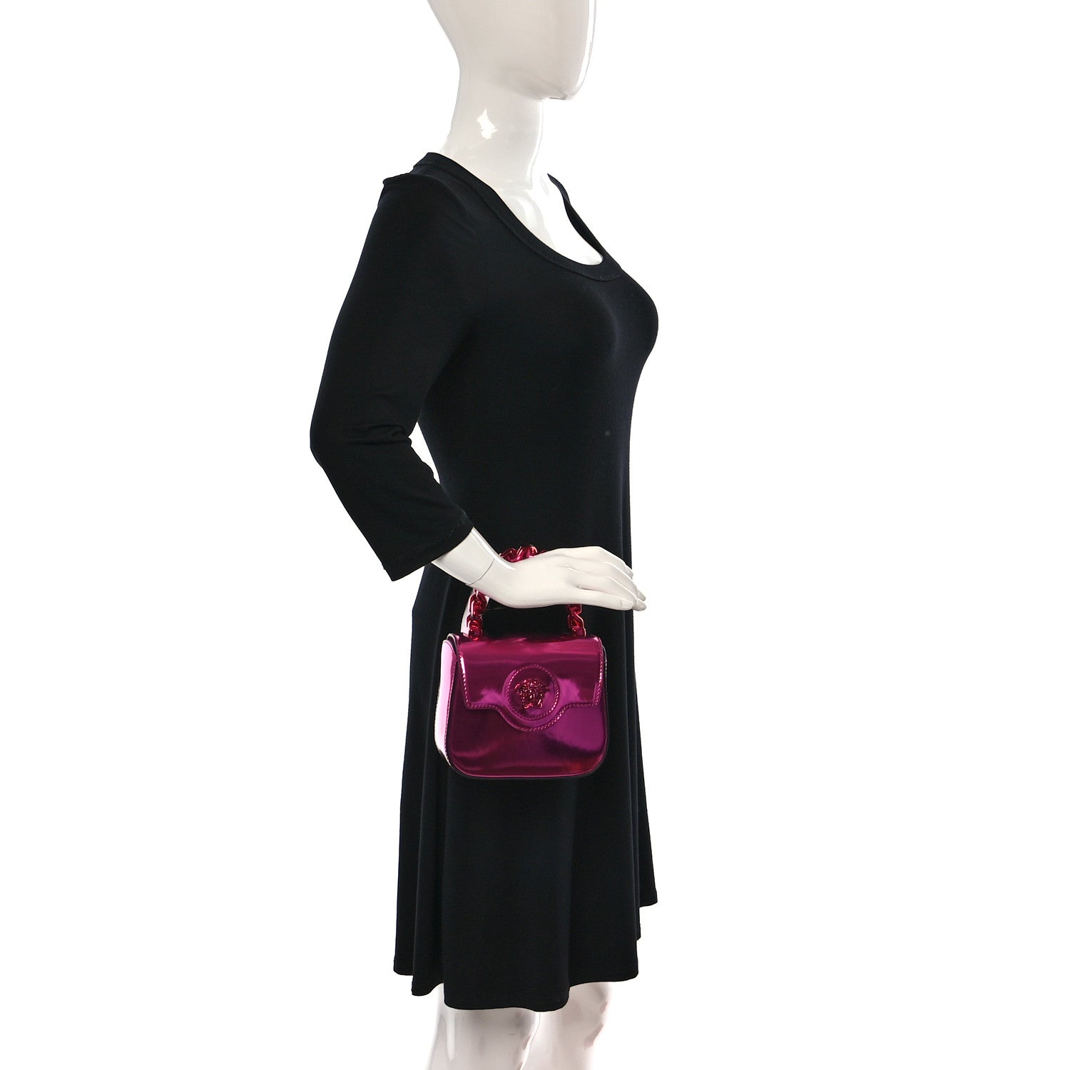 Versace Metallic Calfskin Mini La Medusa Bag Fuchsia 2 of 8