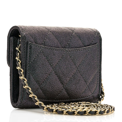 Chanel Iridescent Caviar Quilted Flap Card Holder On Chain Black 3 of 7