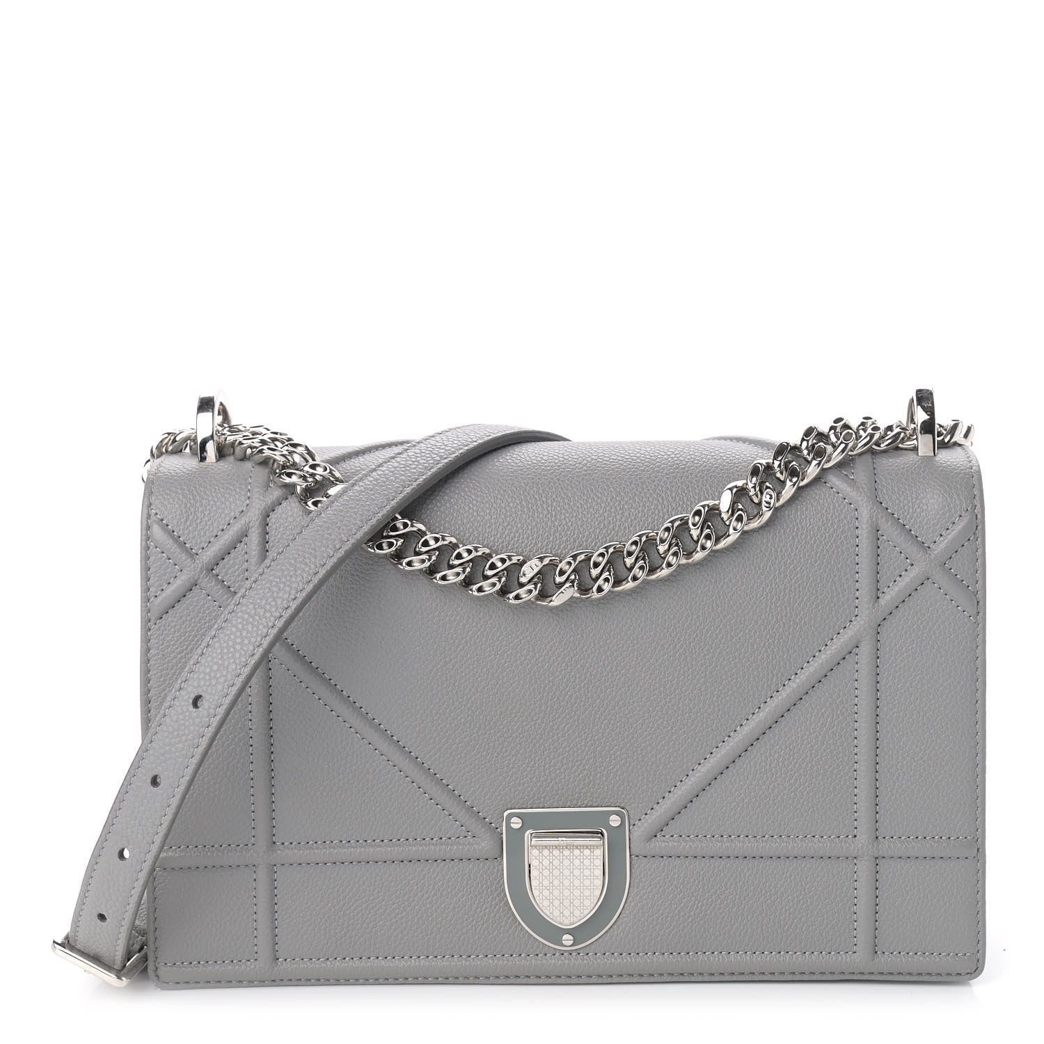Christian Dior Grained Calfskin Medium Diorama Flap Bag Gris 1 of 10