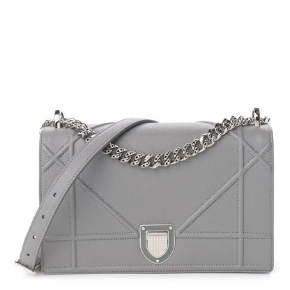 Christian Dior Grained Calfskin Medium Diorama Flap Bag Gris 1 of 10