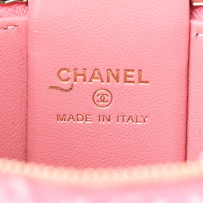 Chanel Tweed Quilted Afternoon Tea Top Handle Vanity Case With Chain Pink 7 of 11