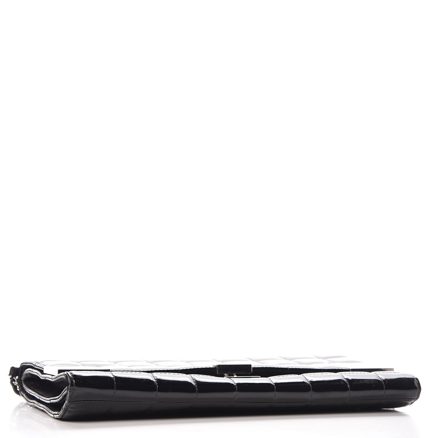 Chanel Patent Chocolate Bar Chain Clutch Black 4 of 23