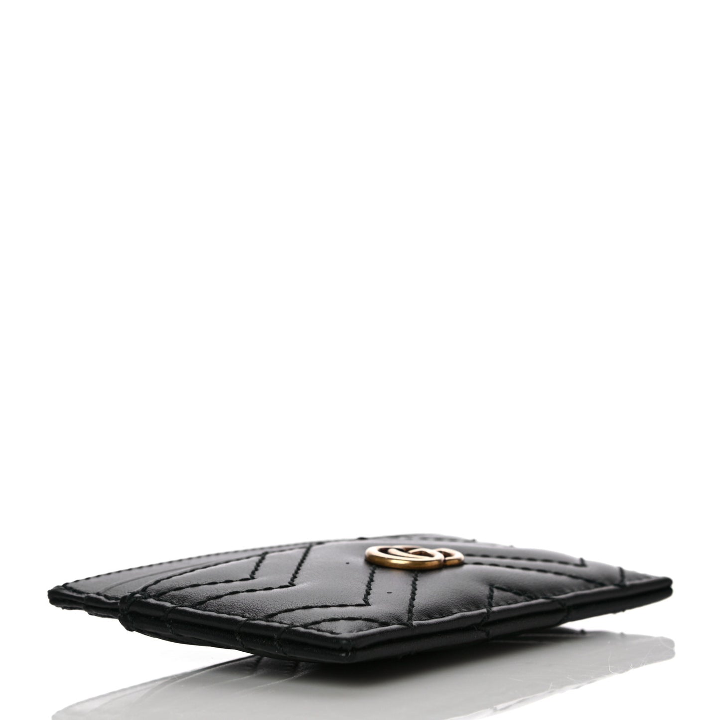 Calfskin Matelasse GG Marmont Card Holder Black