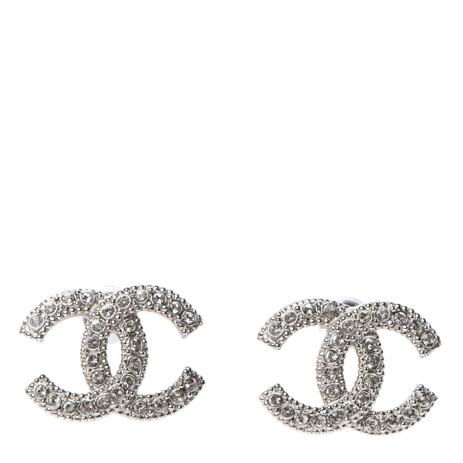 Chanel Crystal CC Earrings Silver 1 of 5