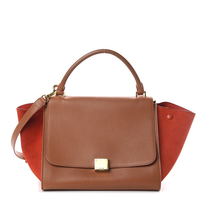 Celine Natural Calfskin Suede Medium Bi-Color Trapeze Tan 1 of 8