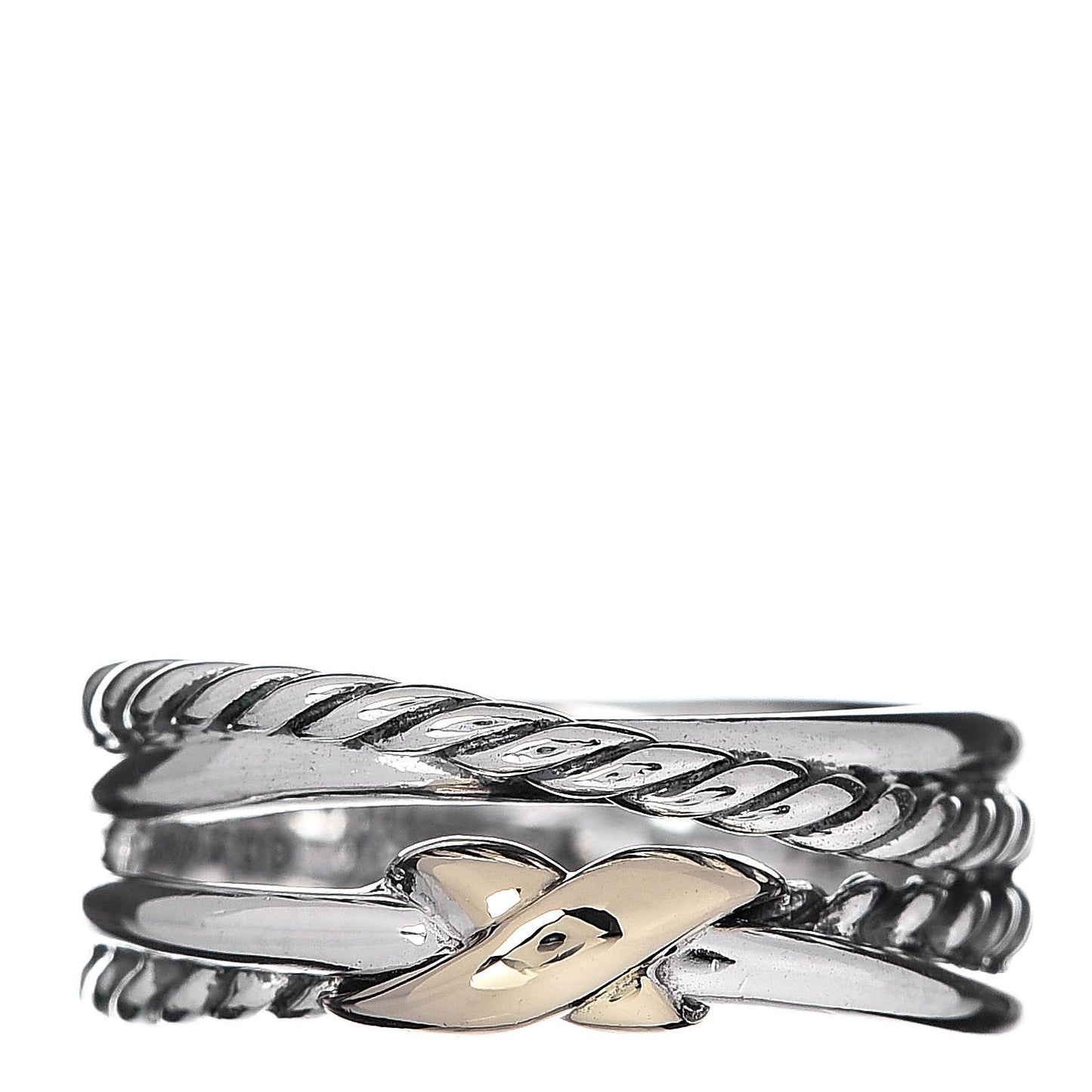 Sterling Silver 18K Yellow Gold 6mm X Crossover Ring 47 4