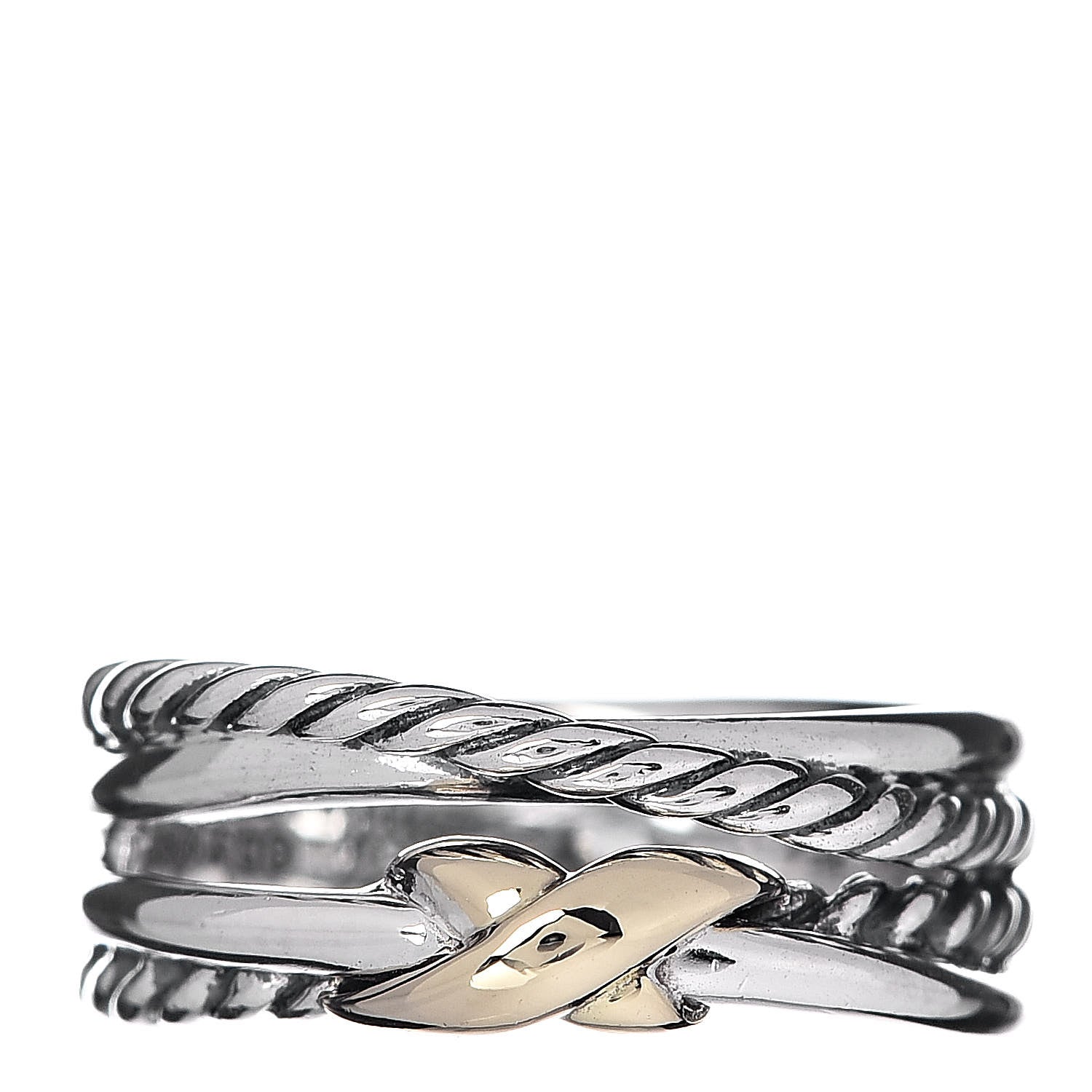 David Yurman Sterling Silver 18K Yellow Gold 6mm X Crossover Ring 47 4 1 of 4
