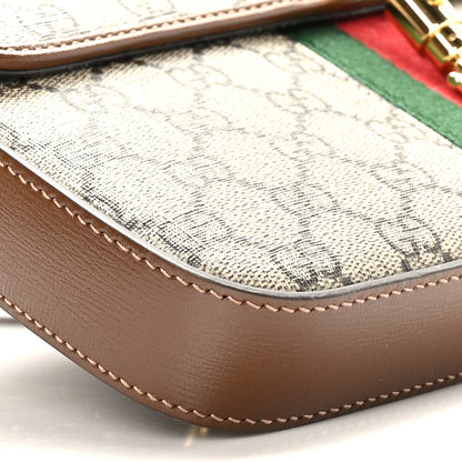 Gucci GG Supreme Monogram Azalea Calfskin Web Jackie 1961 Belt Bag 100 40 Beige Ebony Brown Sugar 9 of 10