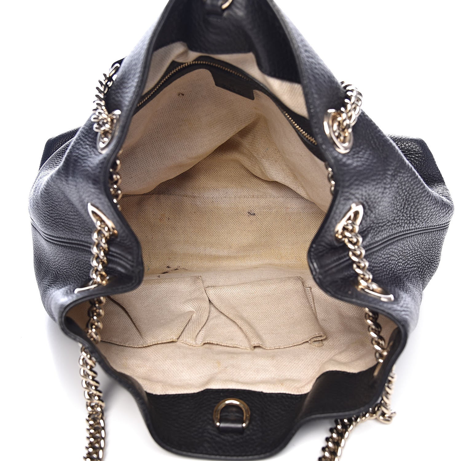 Gucci Pebbled Calfskin Medium Soho Chain Shoulder Bag Black 5 of 14