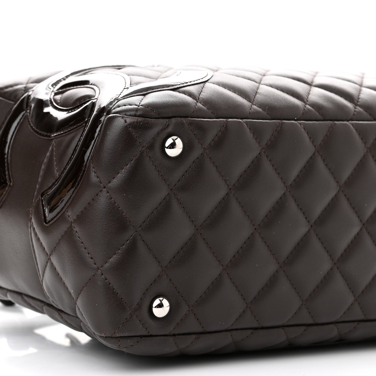 Chanel Calfskin Quilted Large Cambon Bowler Dark Brown 8 of 9