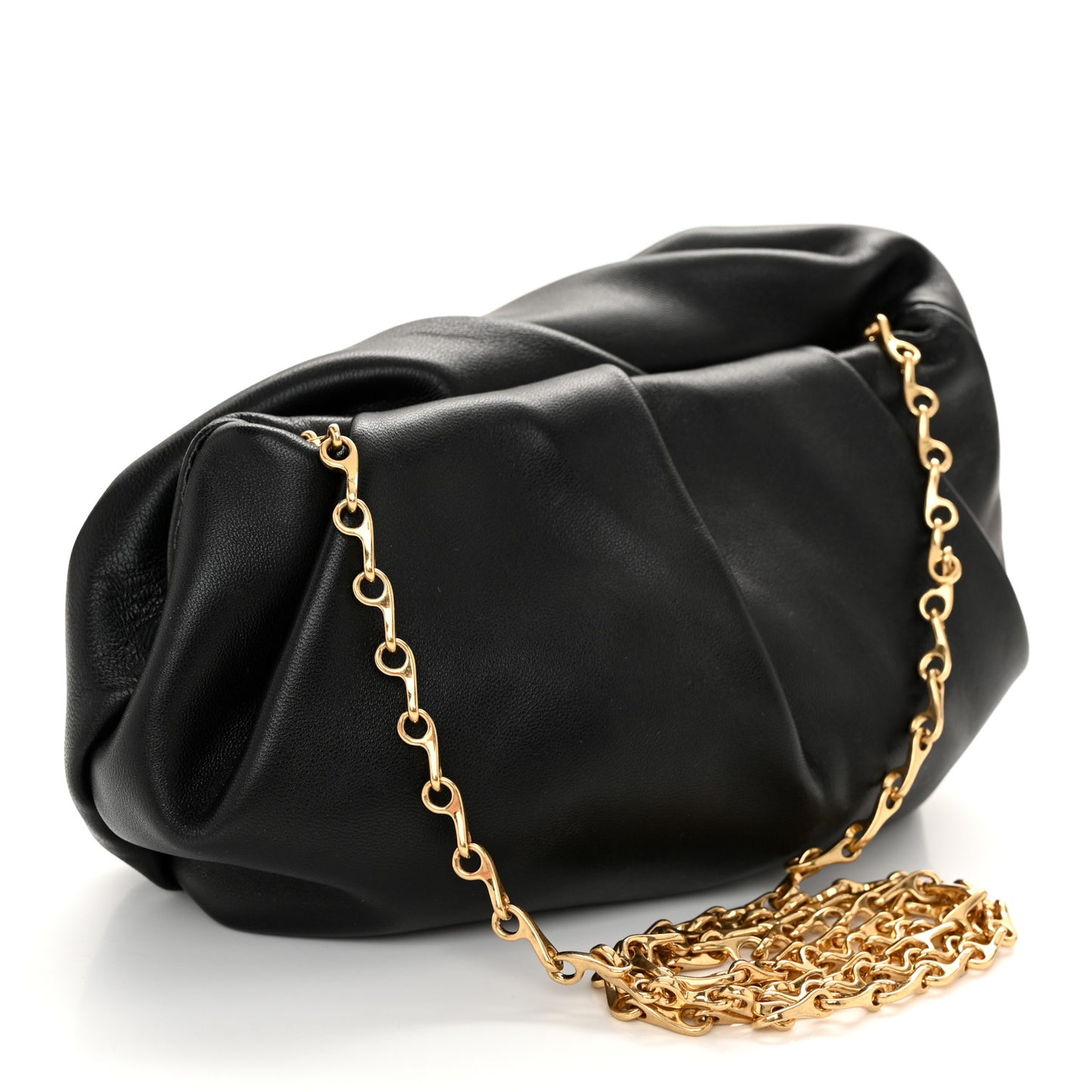 Smooth Calfskin Rose Clutch Black