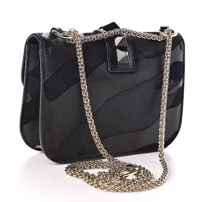 Valentino Garavani Nappa Camouflage Small Glam Lock Rockstud Flap Black 3 of 10