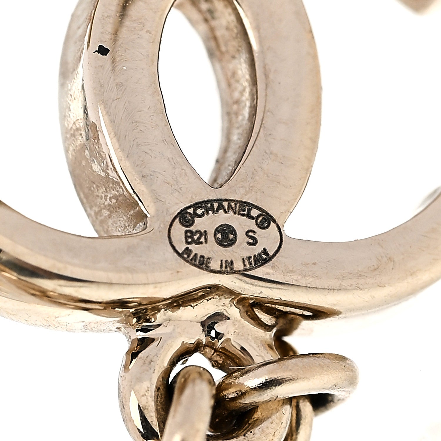 Chanel Metal CC Bead Drop Earrings Gold 4 of 4