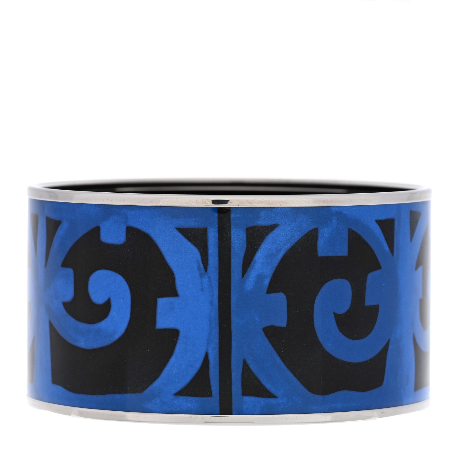 Hermes Enamel Printed Extra Wide Balcons du Guadalquivir Bracelet 70 Blue 3 of 6