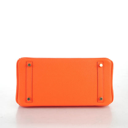 Hermes Taurillon Clemence Birkin 30 Orange Poppy 5 of 27