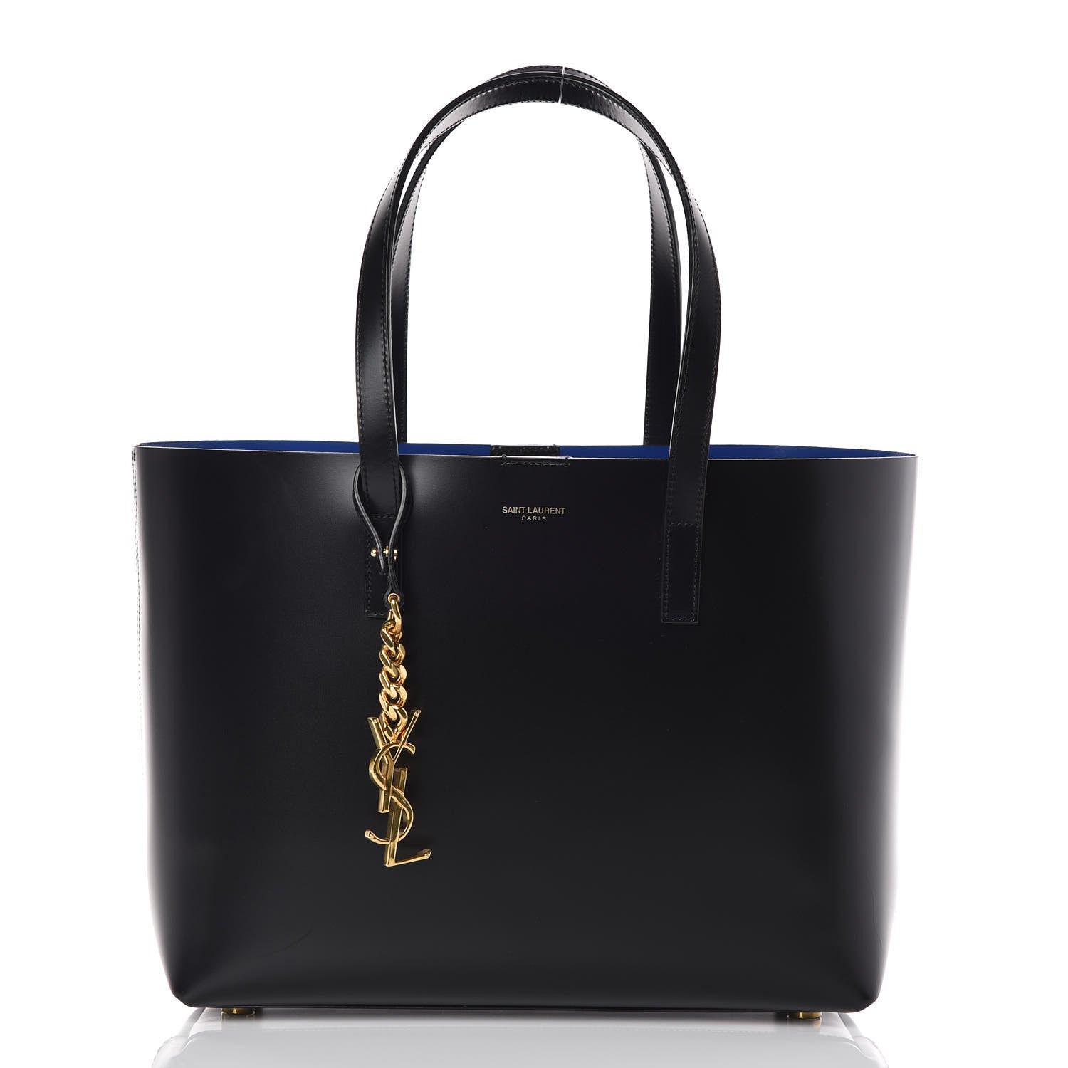 Saint Laurent Calfskin Classic Monogram Double Face Tote Black Blue Majorelle 3 of 9