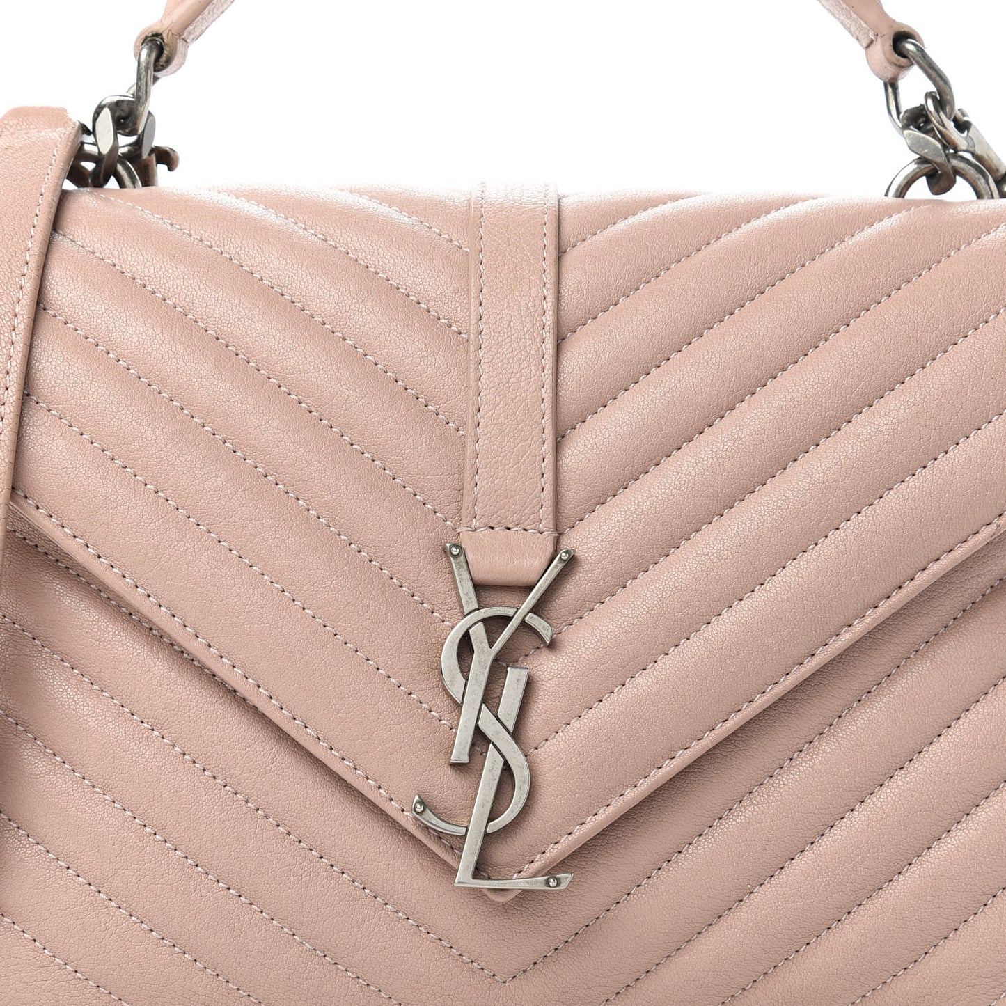 Sheepskin Matelasse Chevron Monogram Medium College Bag Rose Poudre