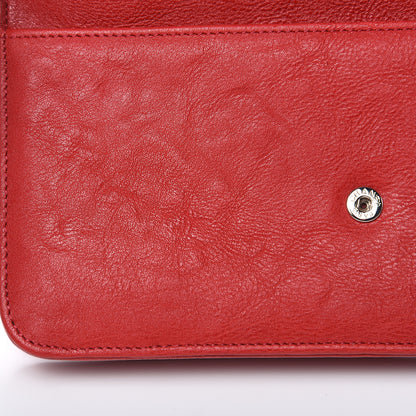 Chanel Calfskin Quilted Chain Around Boy Wallet On Chain WOC Red 12 of 13