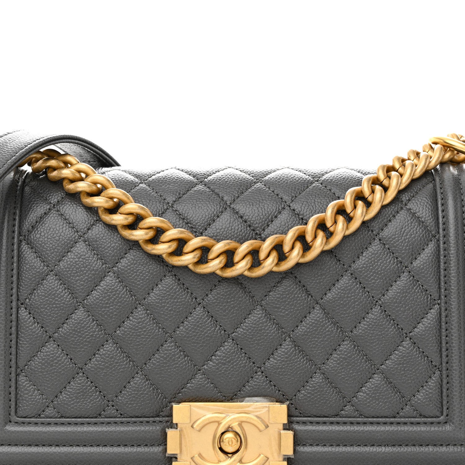 Chanel Caviar Quilted Medium Boy Flap Grey 8 of 10