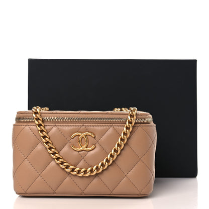 Chanel Lambskin Quilted Small Pillow Crush Vanity Case With Chain Beige 10 of 10