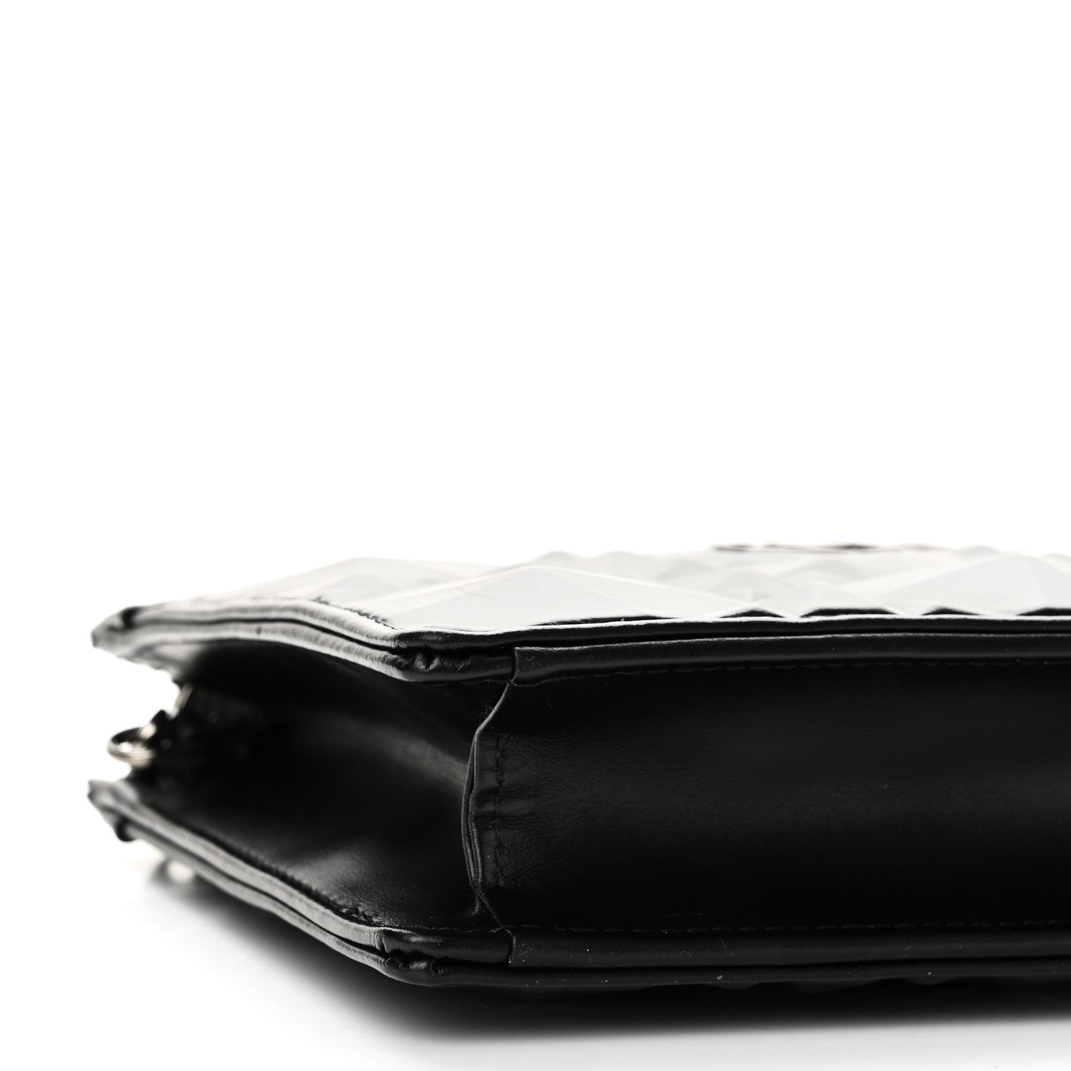 Christian Dior Calfskin Macrocannage Diamond Caro Zipped Pouch With Chain Black 9 of 10