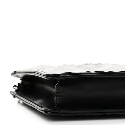 Christian Dior Calfskin Macrocannage Diamond Caro Zipped Pouch With Chain Black 9 of 10