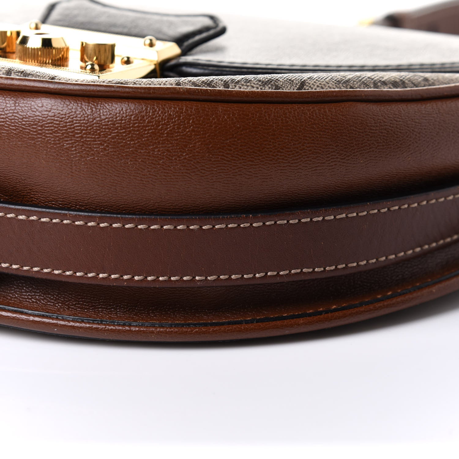 Gucci GG Supreme Monogram Calfskin Small Padlock Messenger Shoulder Bag Beige Black Cuir 7 of 16