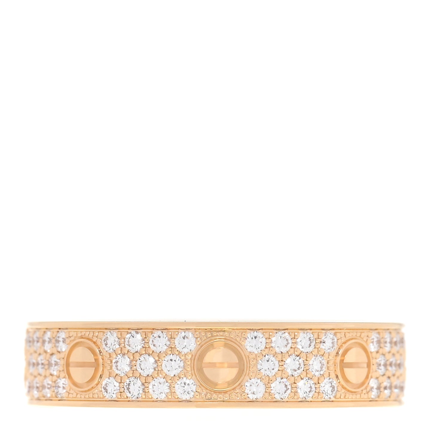 18K Yellow Gold Diamond 4mm LOVE Wedding Paved Band Ring 58 8.25