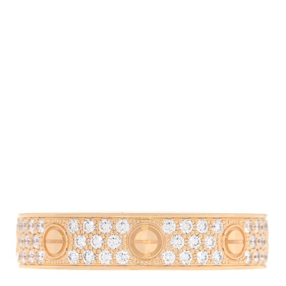 Cartier 18K Yellow Gold Diamond 4mm LOVE Wedding Paved Band Ring 58 8.25 3 of 5