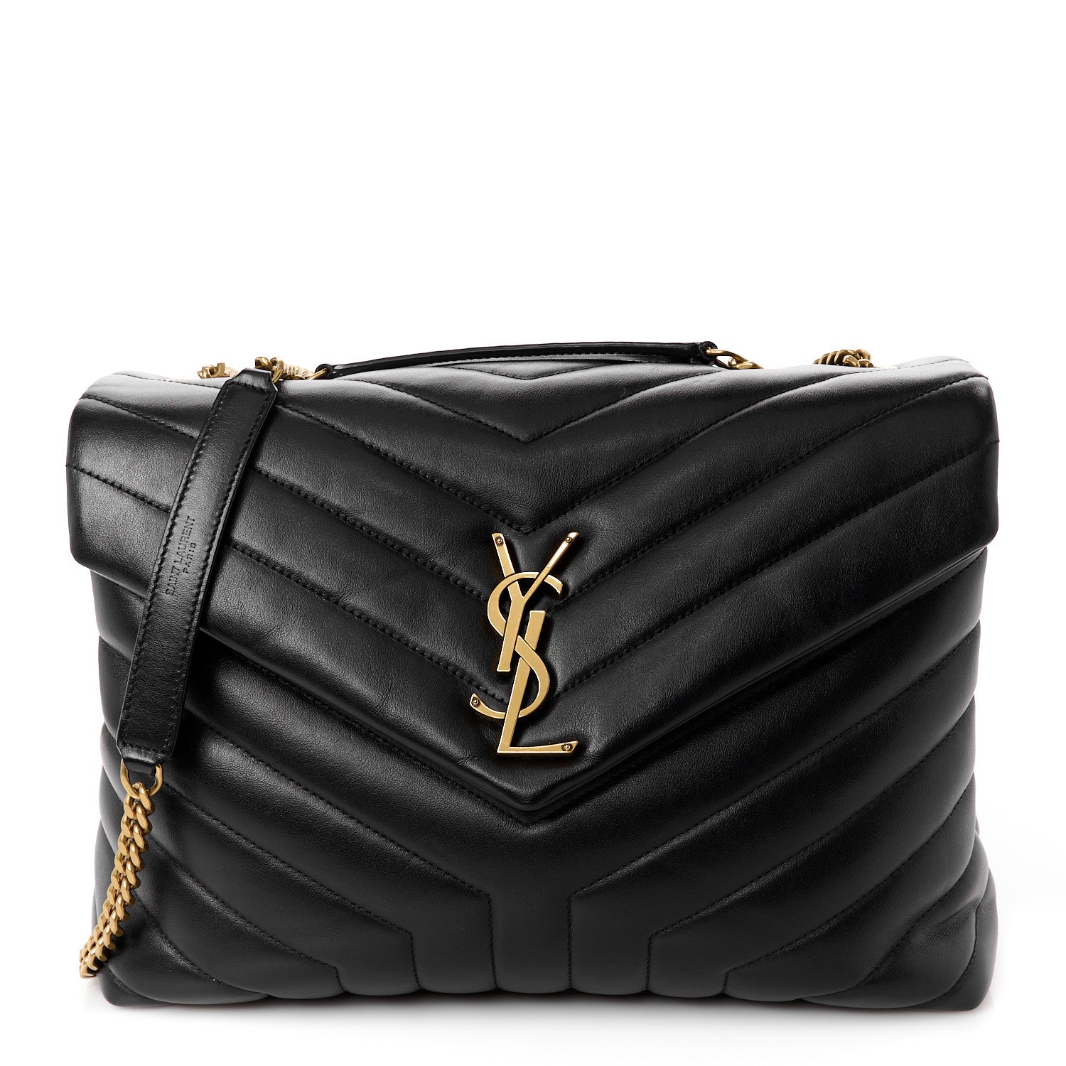 Saint Laurent Calfskin Y Quilted Monogram Medium Loulou Chain Satchel Black 1 of 11