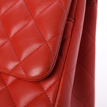 Chanel Lambskin Quilted Jumbo Double Flap Red 9 of 13