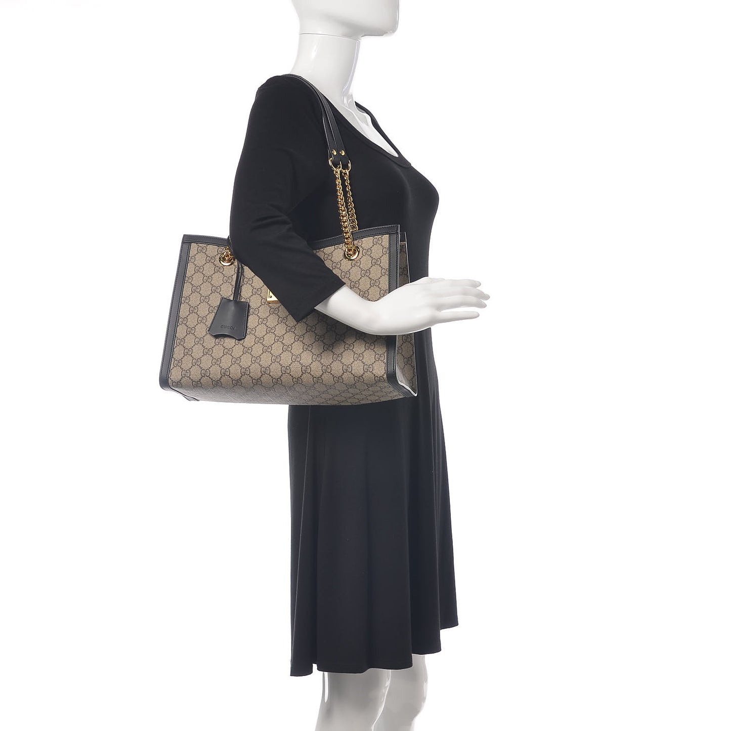 GG Supreme Monogram Medium Padlock Tote Black